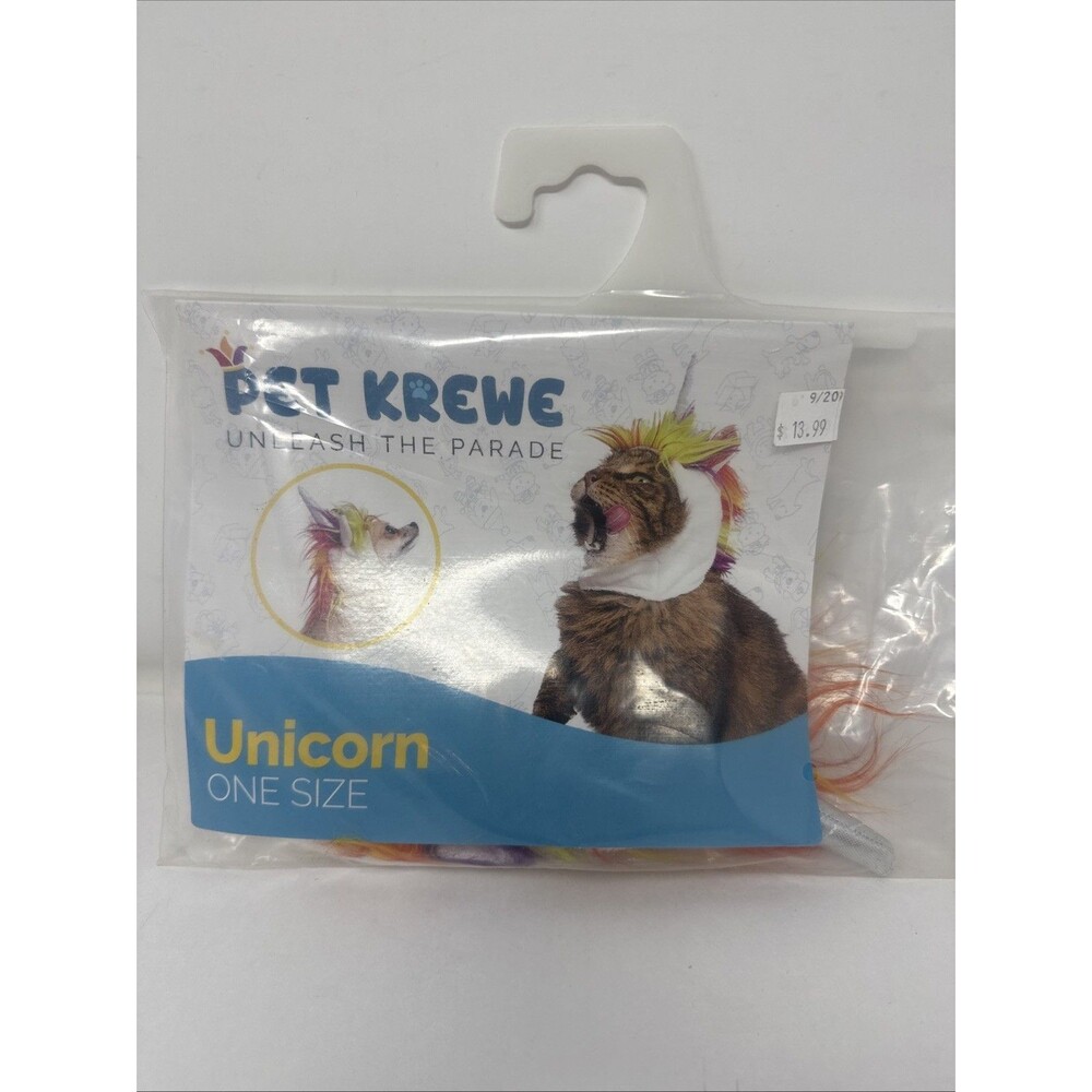 Pet Krewe Unicorn Halloween Dog Cat Costume Hat NECK up to 13.5 inches NEW small